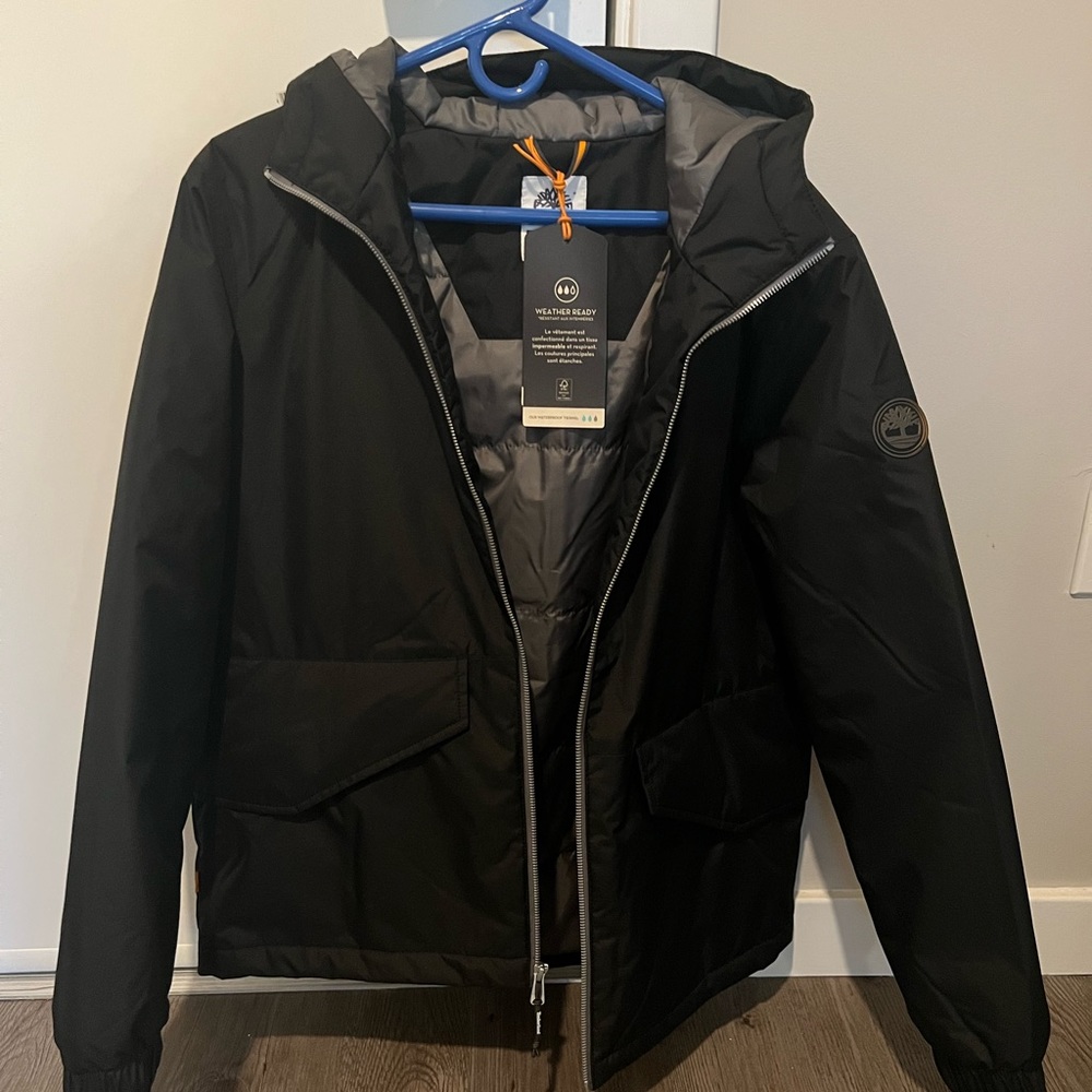 Timberland Small Black Waterproof Puffer Warmer Rain Jacket NWOT